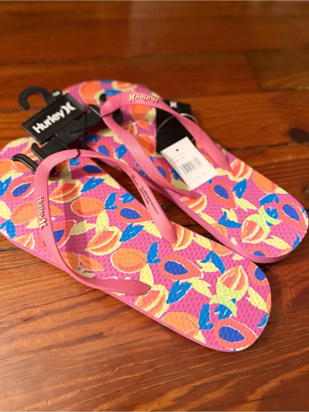 Hurley Tropical Plums Flip Flops Size 10 NWT